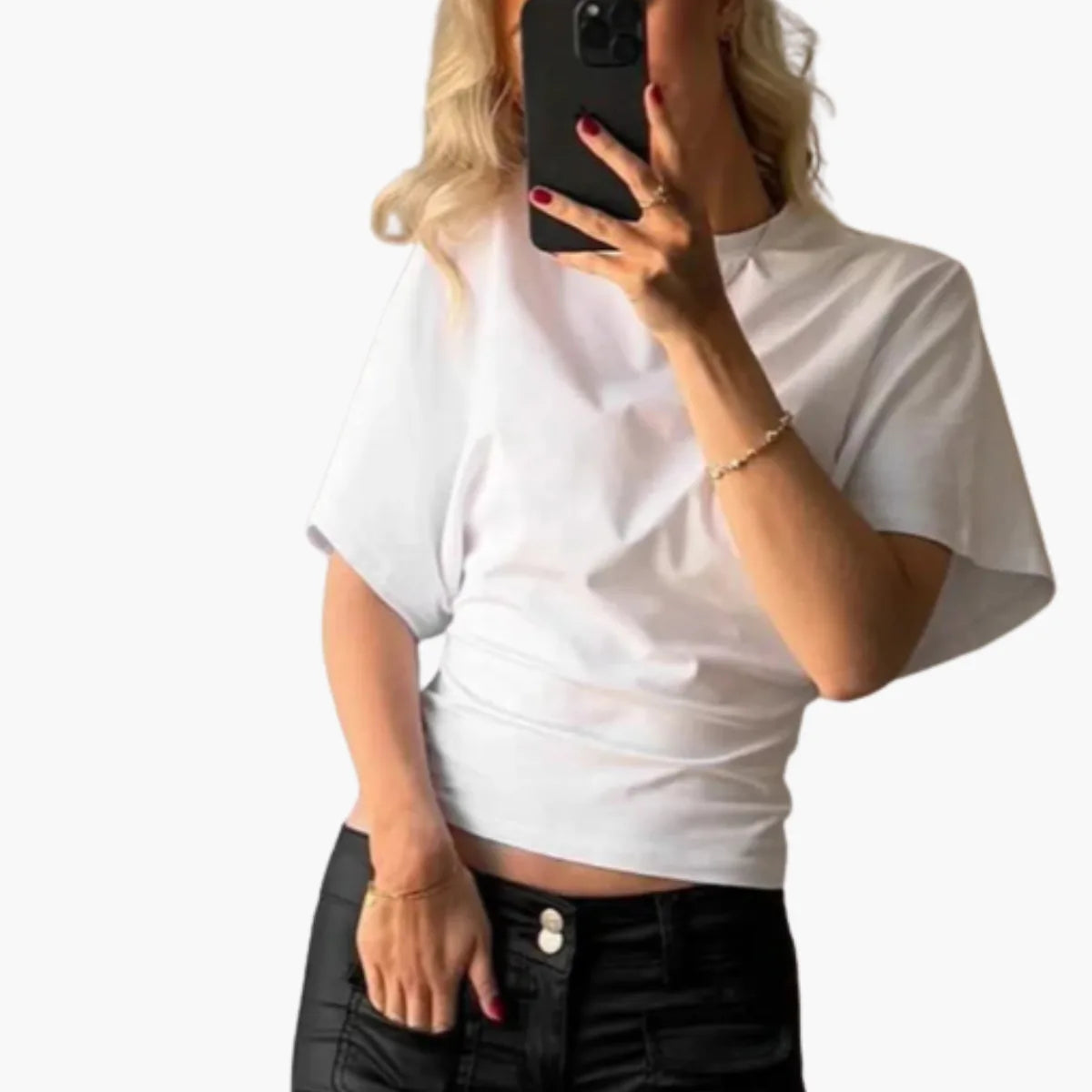 Solid Gray Cropped O-Neck T-Shirt