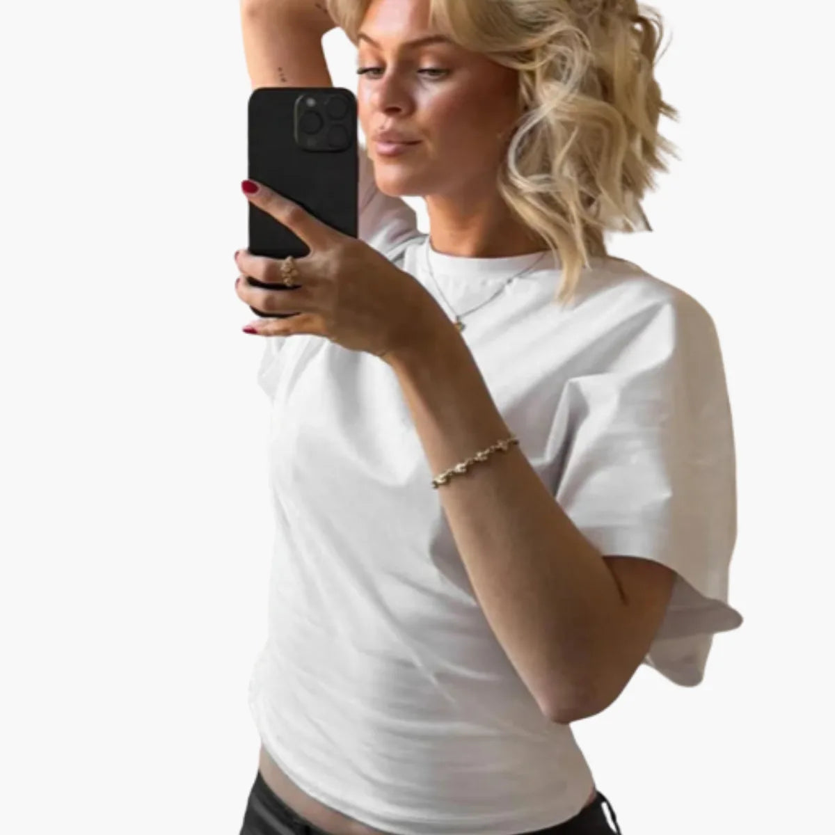Solid Gray Cropped O-Neck T-Shirt