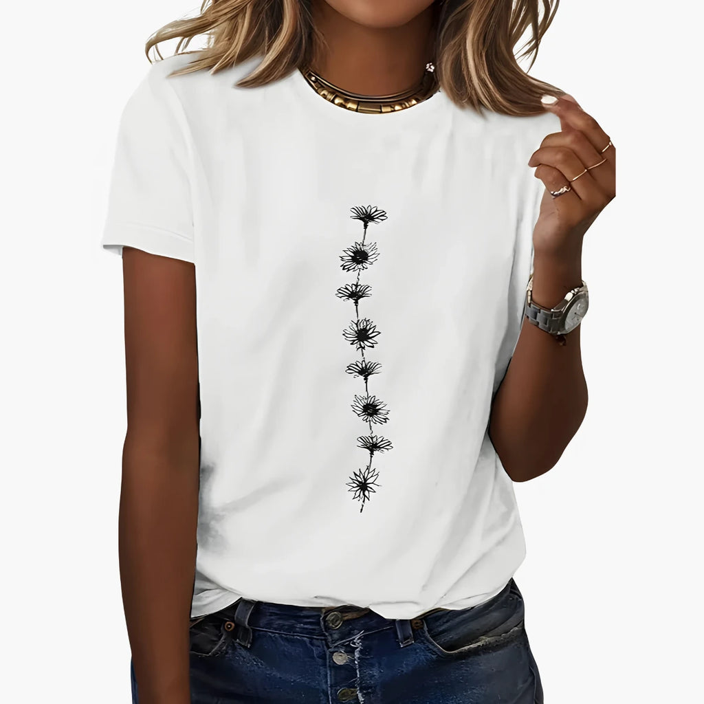 Sunflower Print Casual T-Shirt