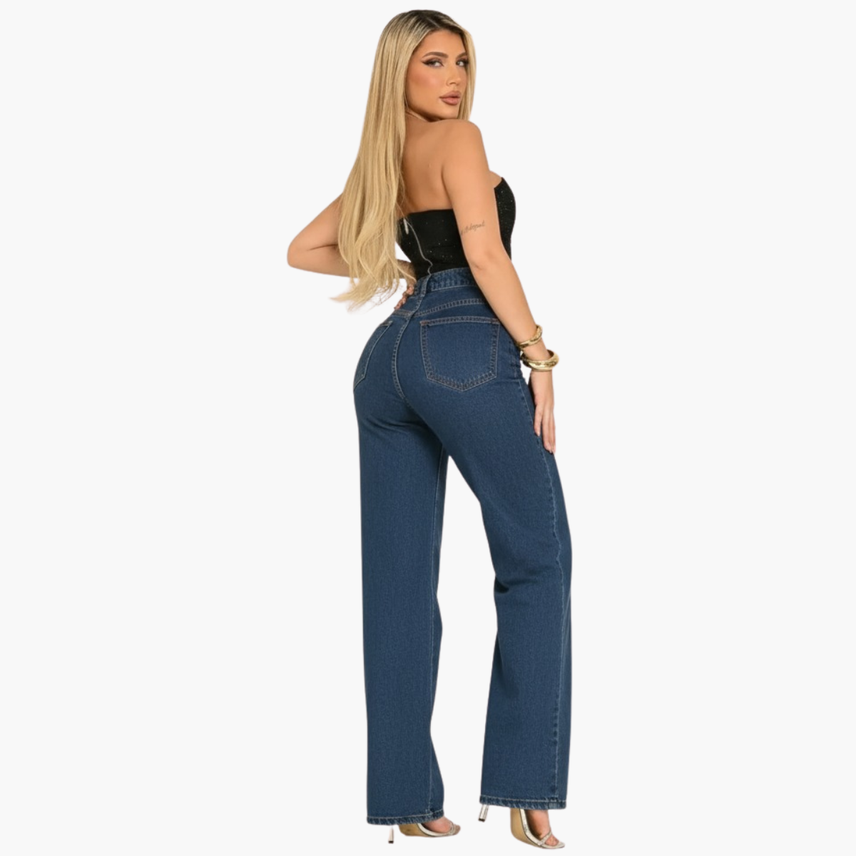 Minimalist High Waist Wide Leg Denim Jeans