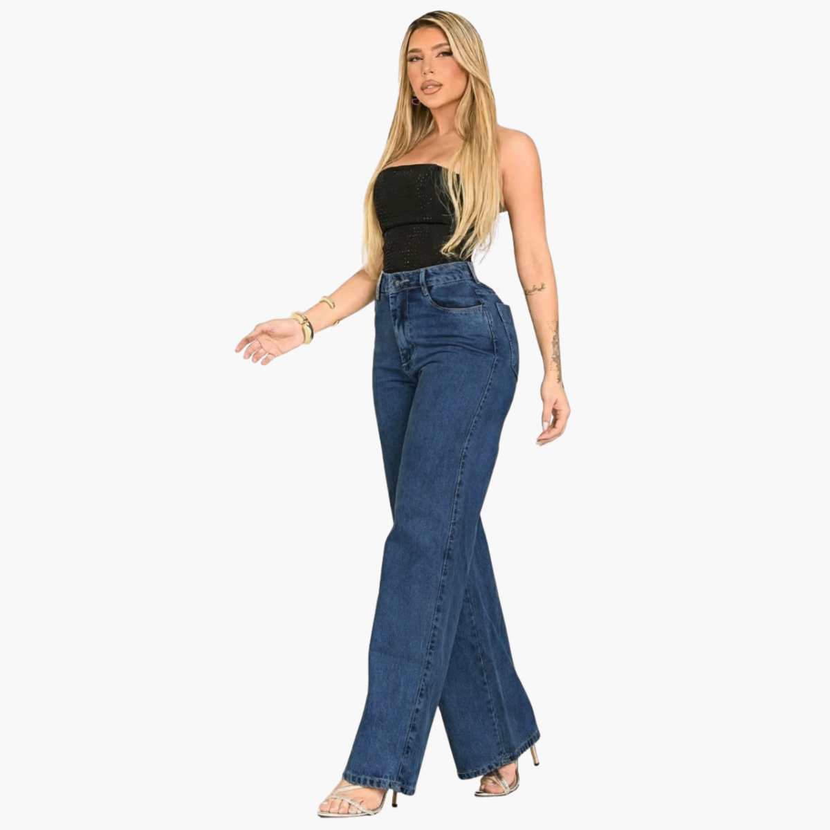 Minimalist High Waist Wide Leg Denim Jeans