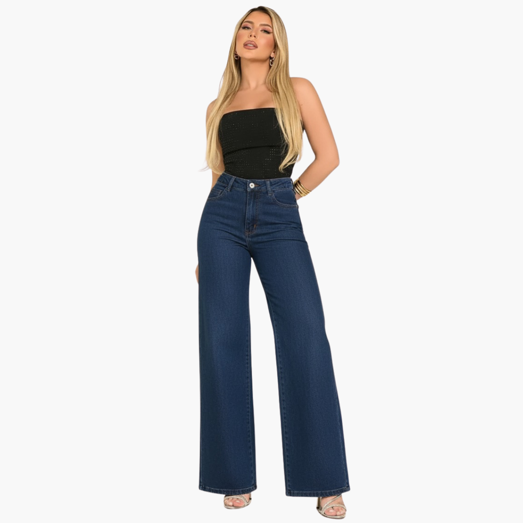 Minimalist High Waist Wide Leg Denim Jeans
