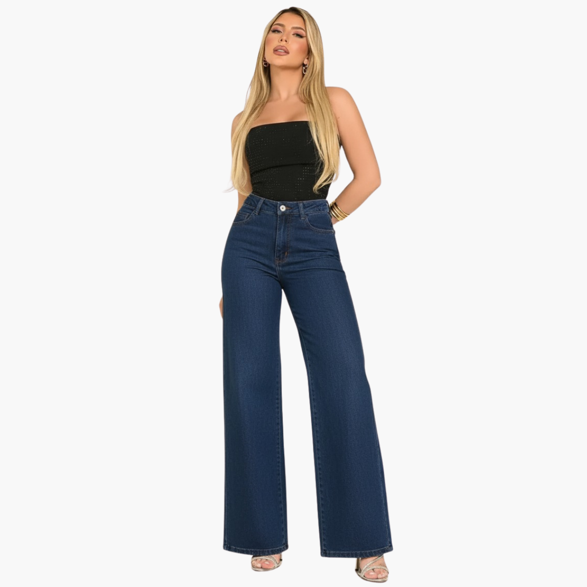 Minimalist High Waist Wide Leg Denim Jeans