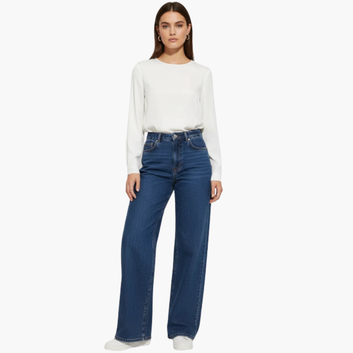 Minimalist High Waist Wide Leg Denim Jeans