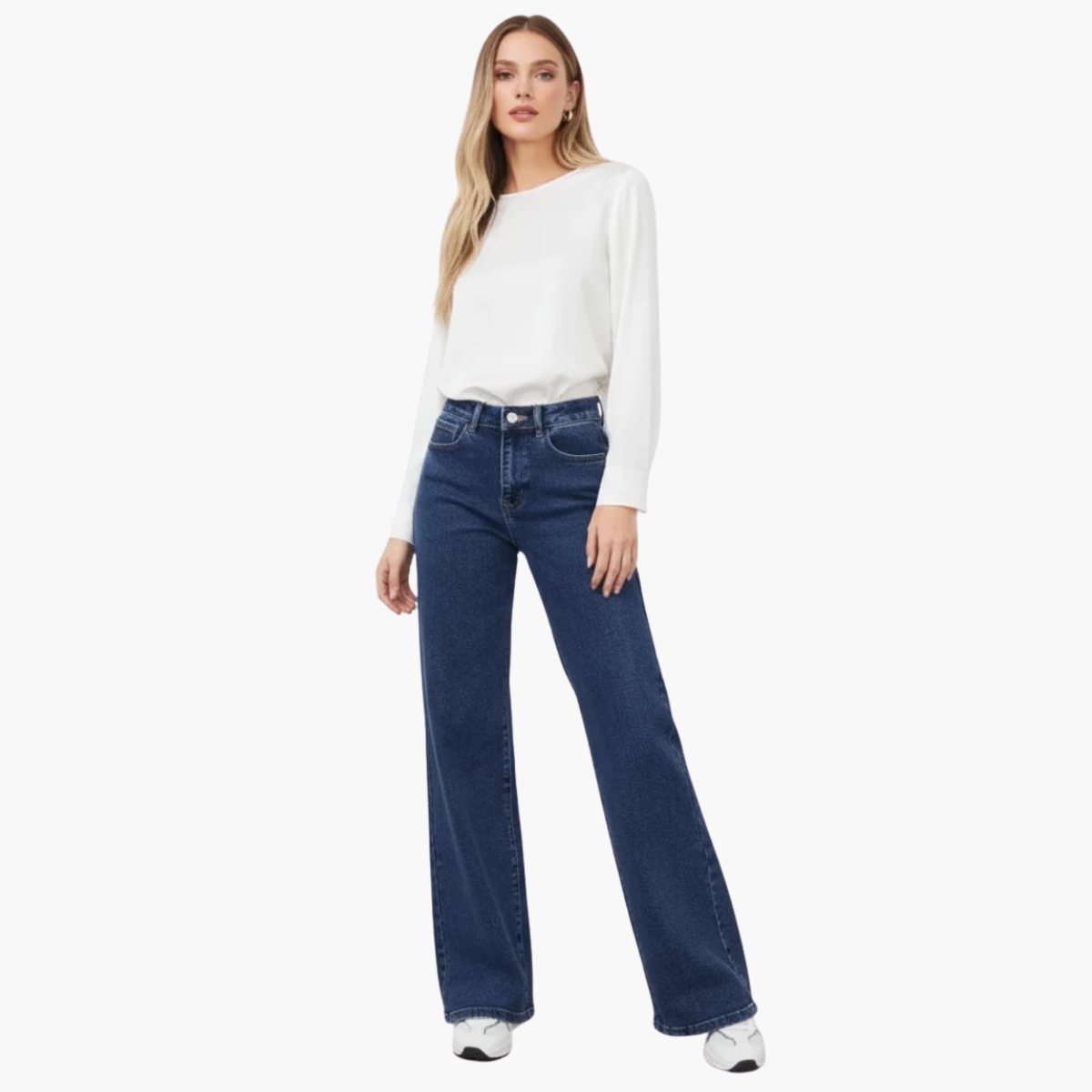 Minimalist High Waist Wide Leg Denim Jeans