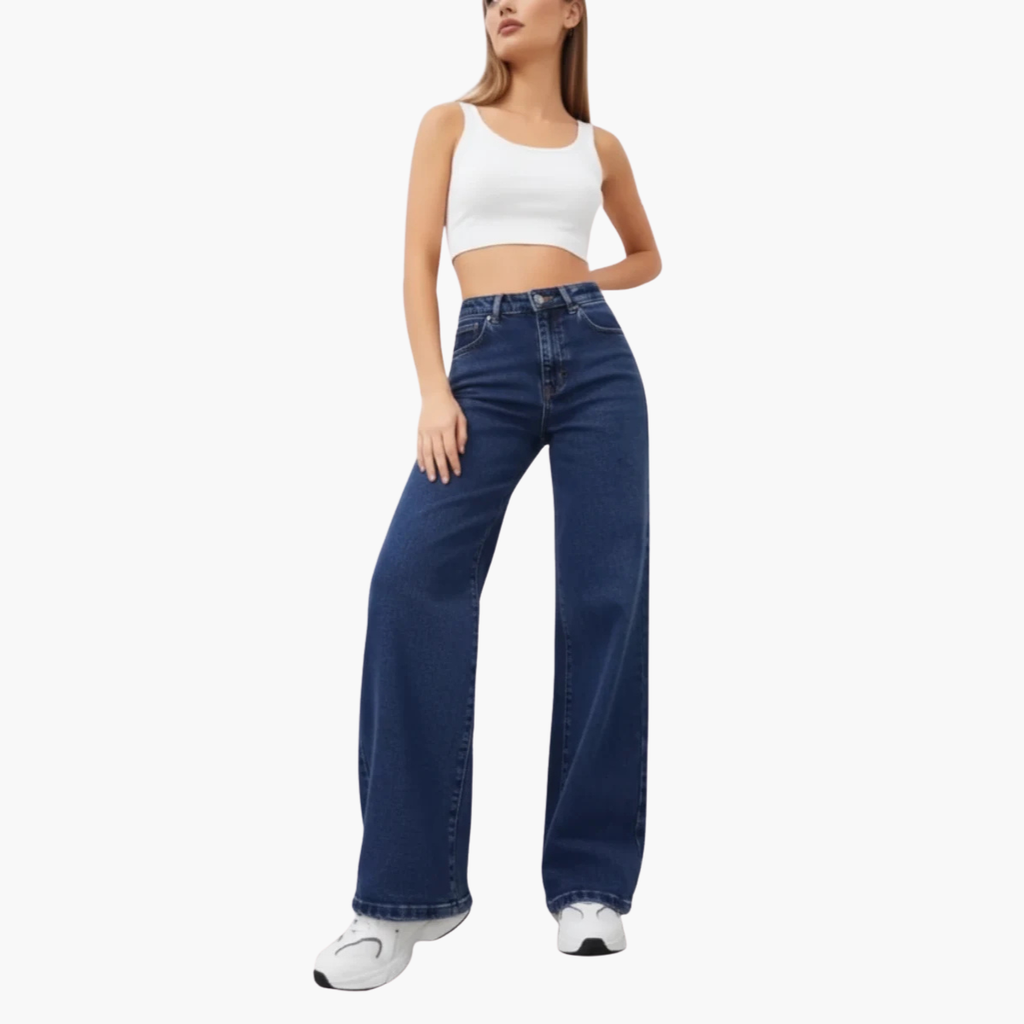 Minimalist High Waist Wide Leg Denim Jeans