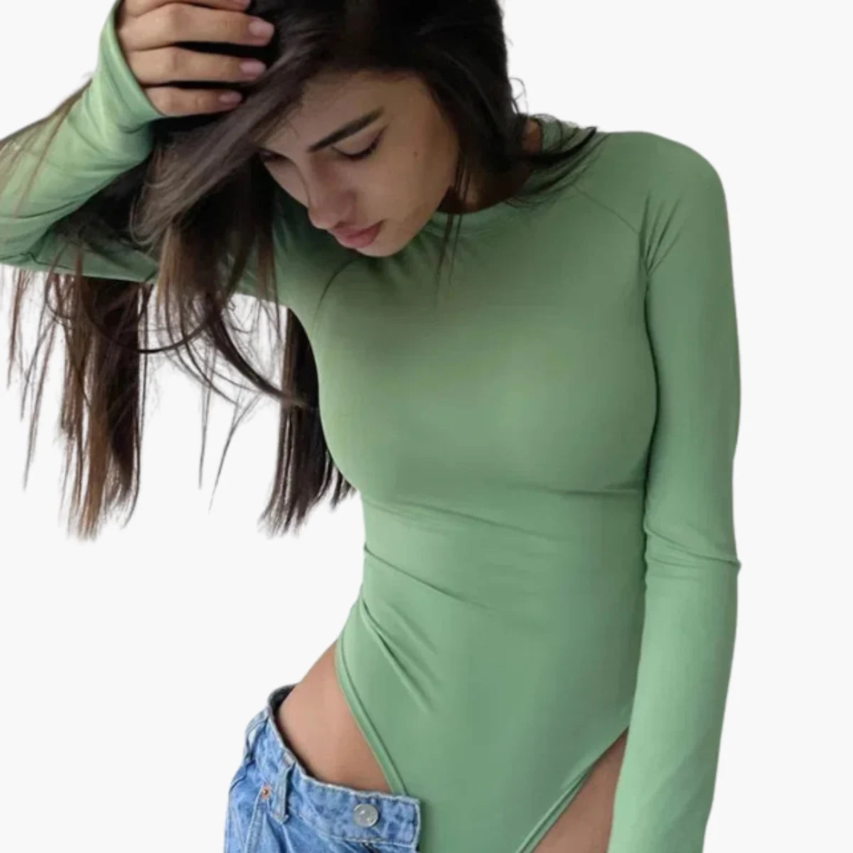 Slim Fit High Waist Long Sleeve Bodysuit