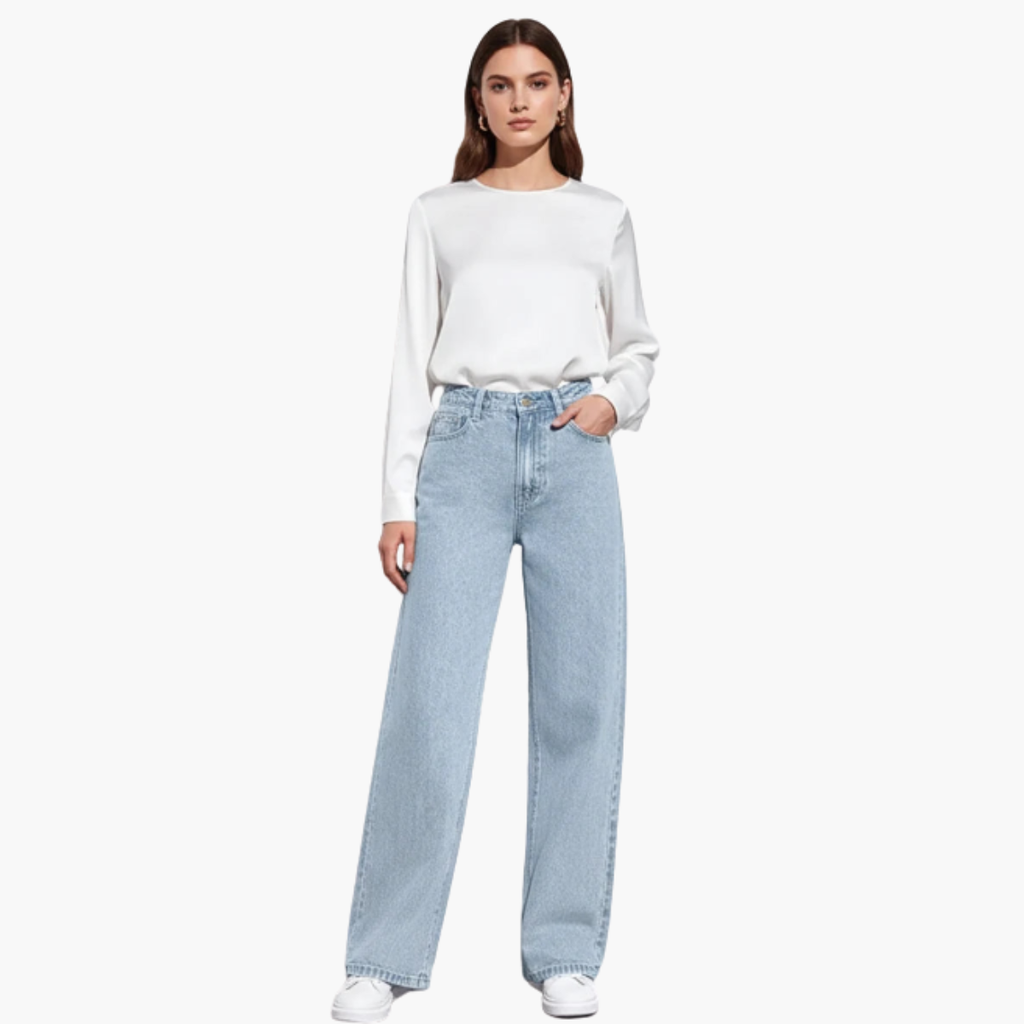 Minimalist High Waist Wide Leg Denim Jeans