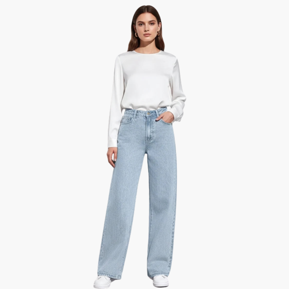 Minimalist High Waist Wide Leg Denim Jeans