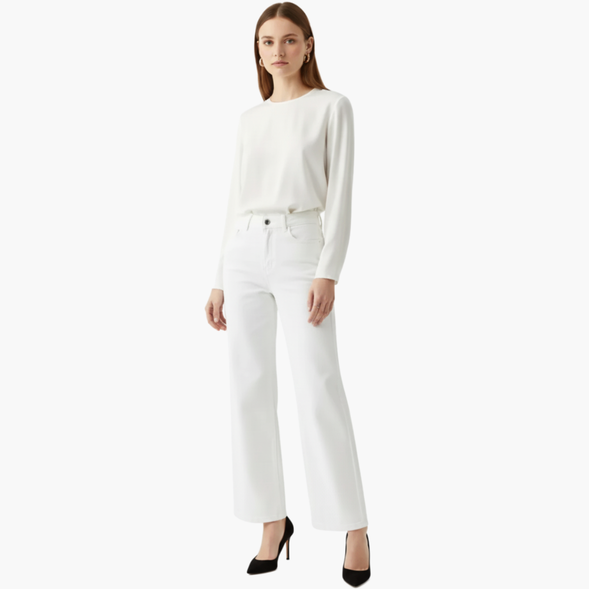 Minimalist High Waist Wide Leg Denim Jeans