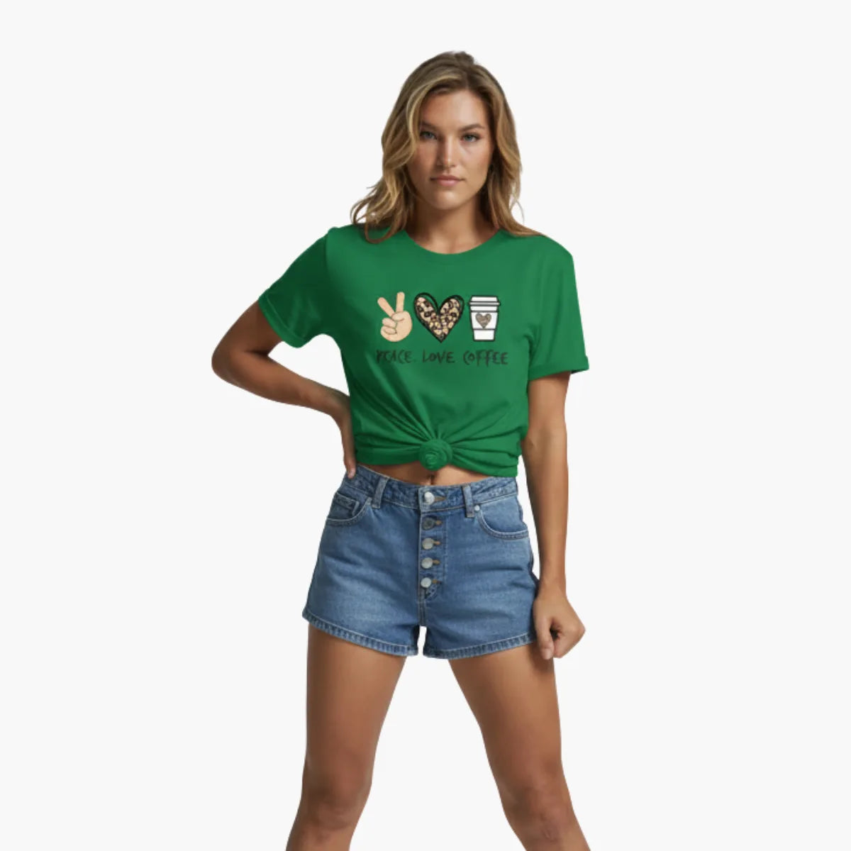 Peace Love Coffee Print T-Shirt