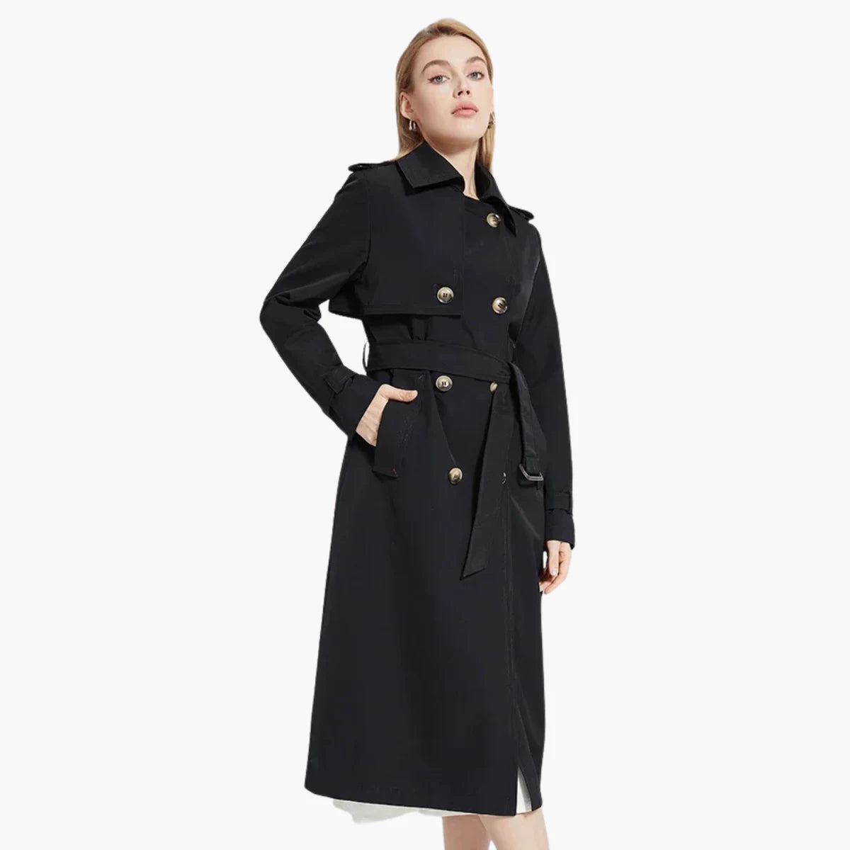 Structured Belted Long Trench Coat