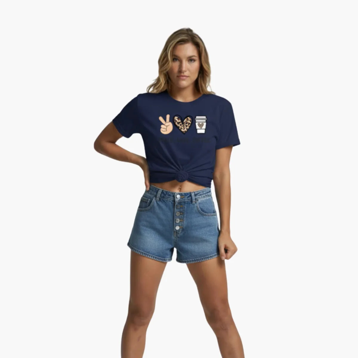 Peace Love Coffee Print T-Shirt