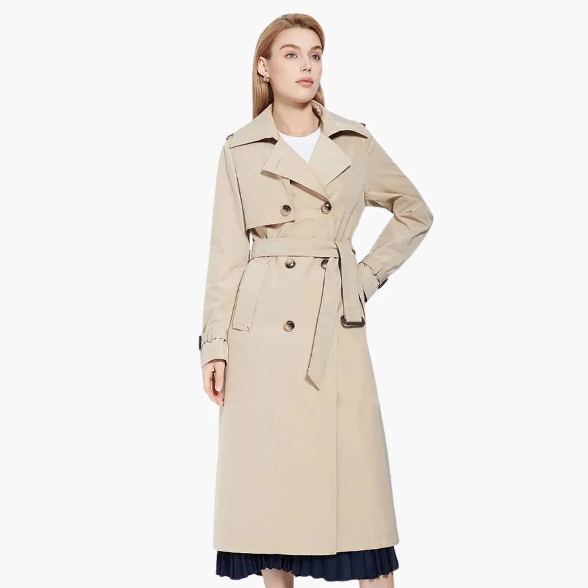 Structured Belted Long Trench Coat