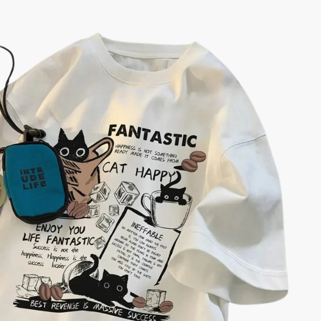 Cartoon Cat Oversized T-Shirt