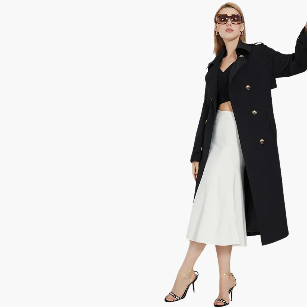 Structured Belted Long Trench Coat