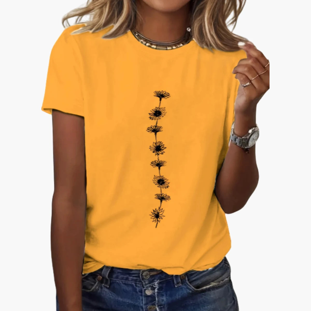 Sunflower Print Casual T-Shirt