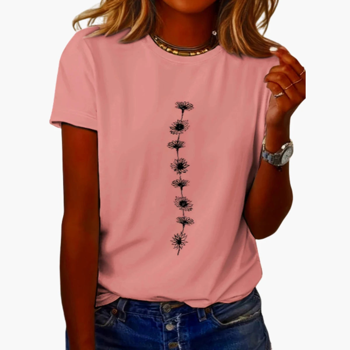 Sunflower Print Casual T-Shirt