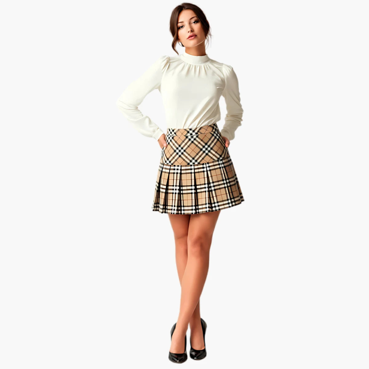 Preppy Pleated High-Waist Skirt