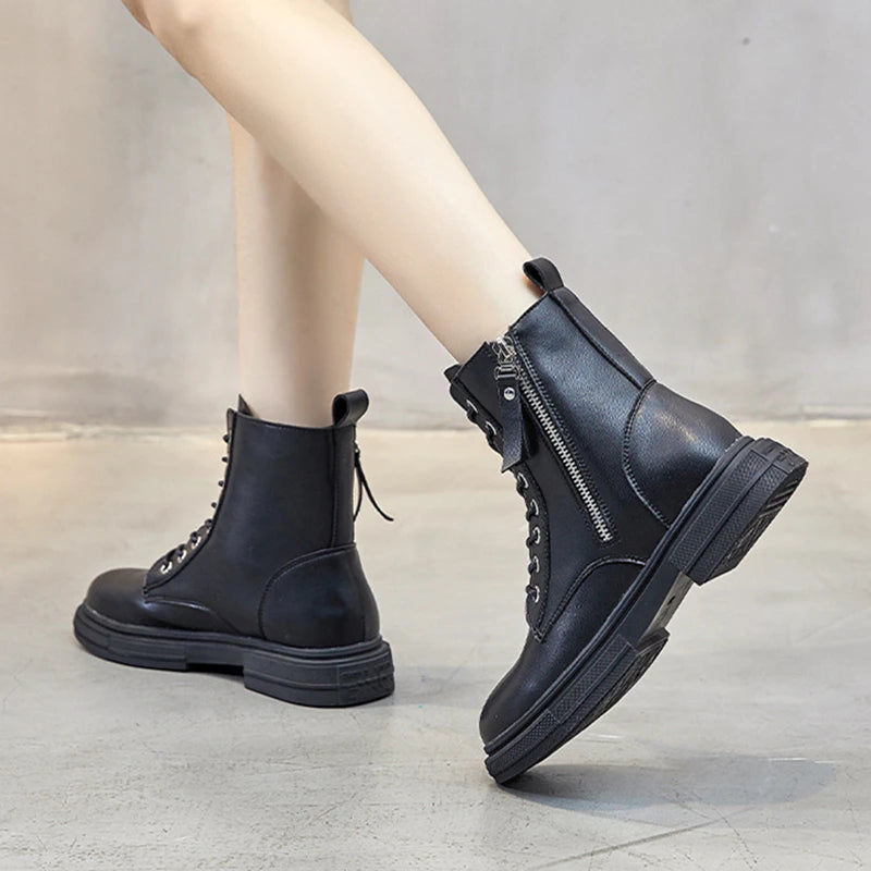 Women’s Genuine Leather Lace-Up Ankle Boots