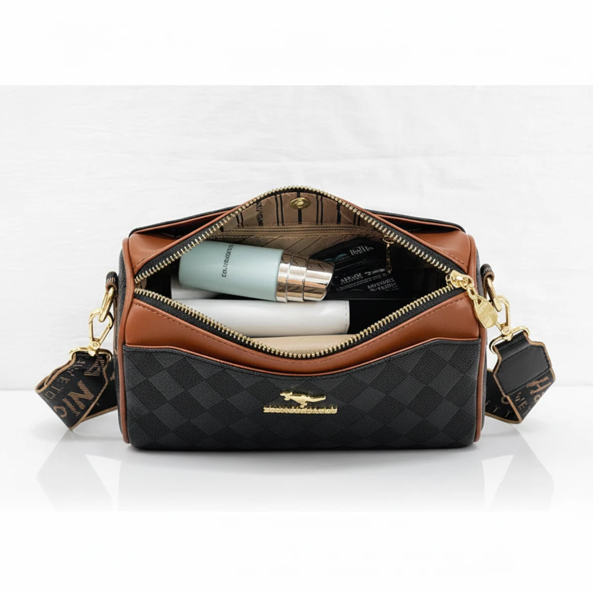 Checkered Crossbody Shoulder Bag