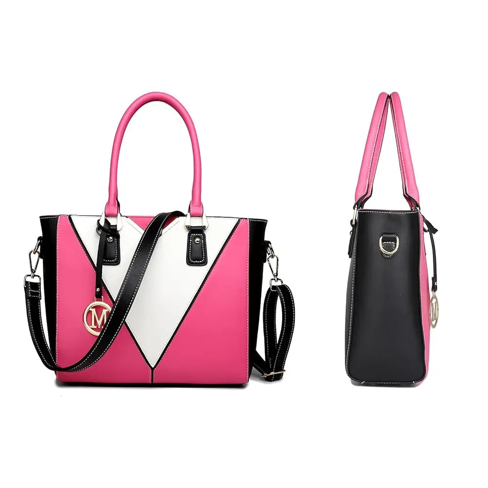 Miss Lulu V-Shape Shoulder Tote – Lightweight PU Leather Medium Handbag