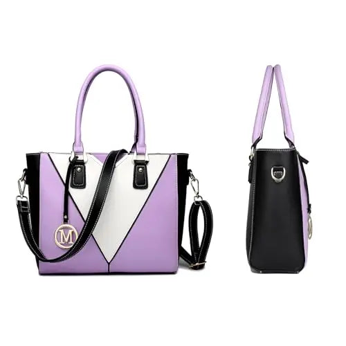 Miss Lulu V-Shape Shoulder Tote – Lightweight PU Leather Medium Handbag