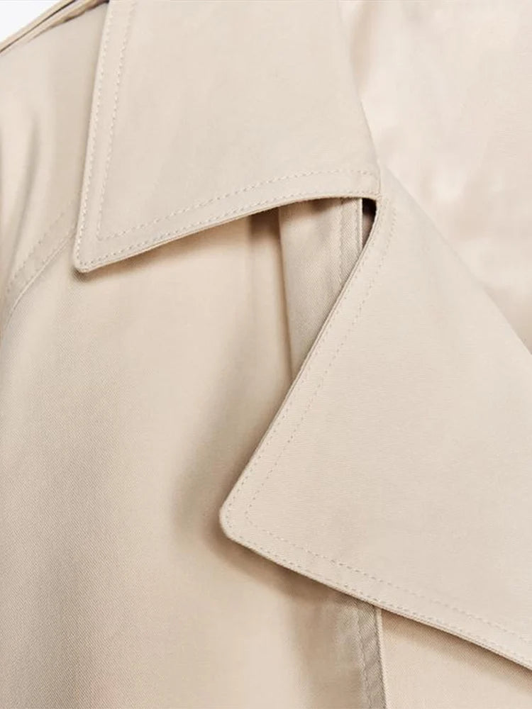 Cropped Lace Up Trench Coat