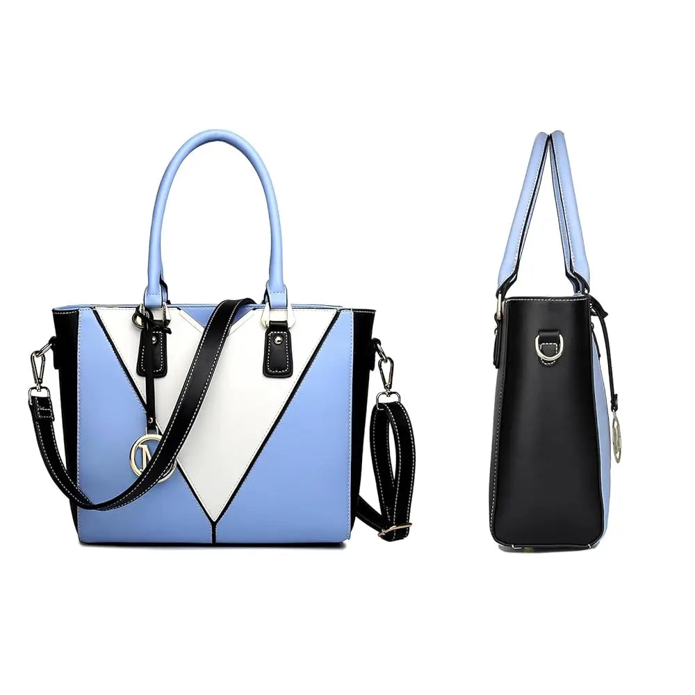 Miss Lulu V-Shape Shoulder Tote – Lightweight PU Leather Medium Handbag
