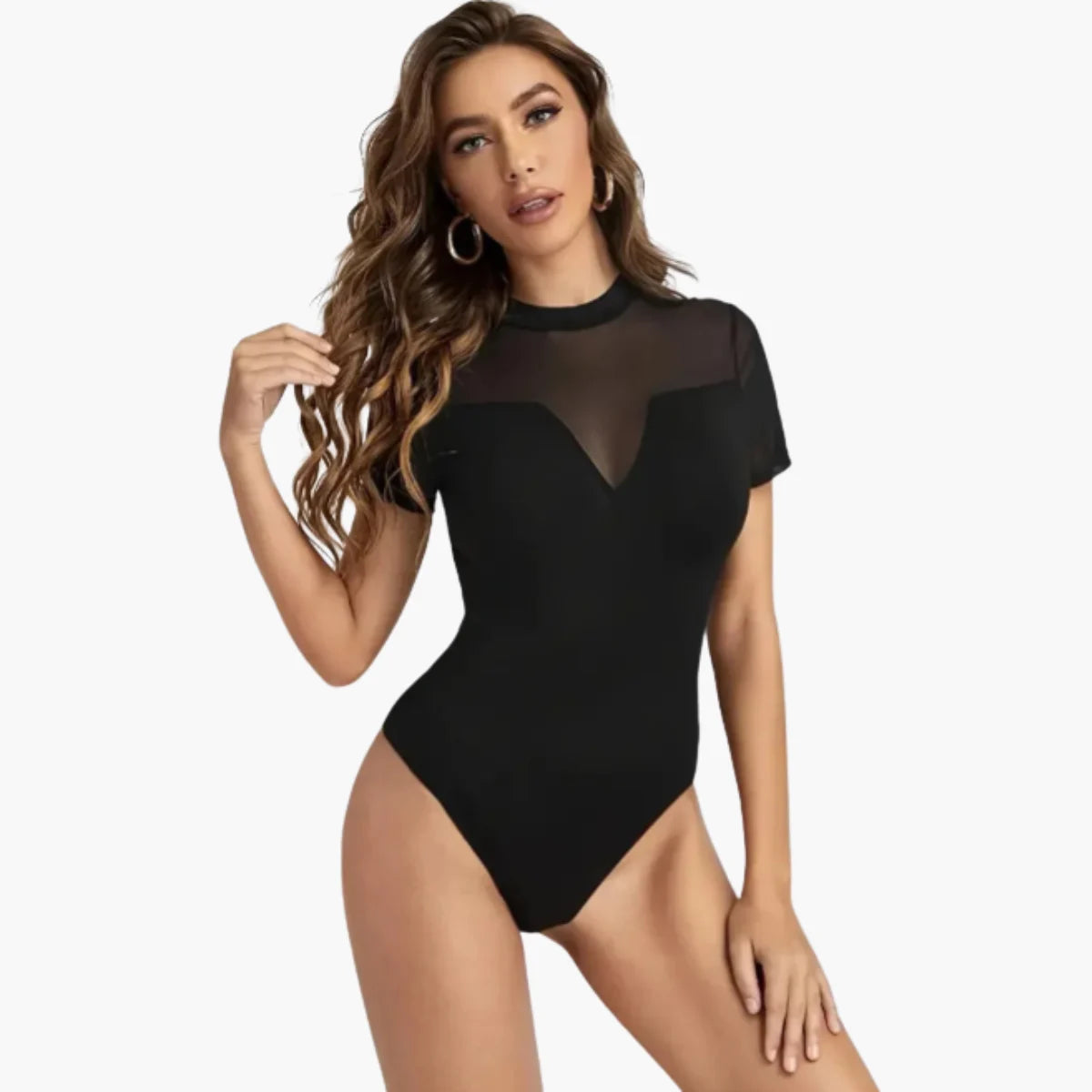 Sheer Mesh Panel Bodysuit