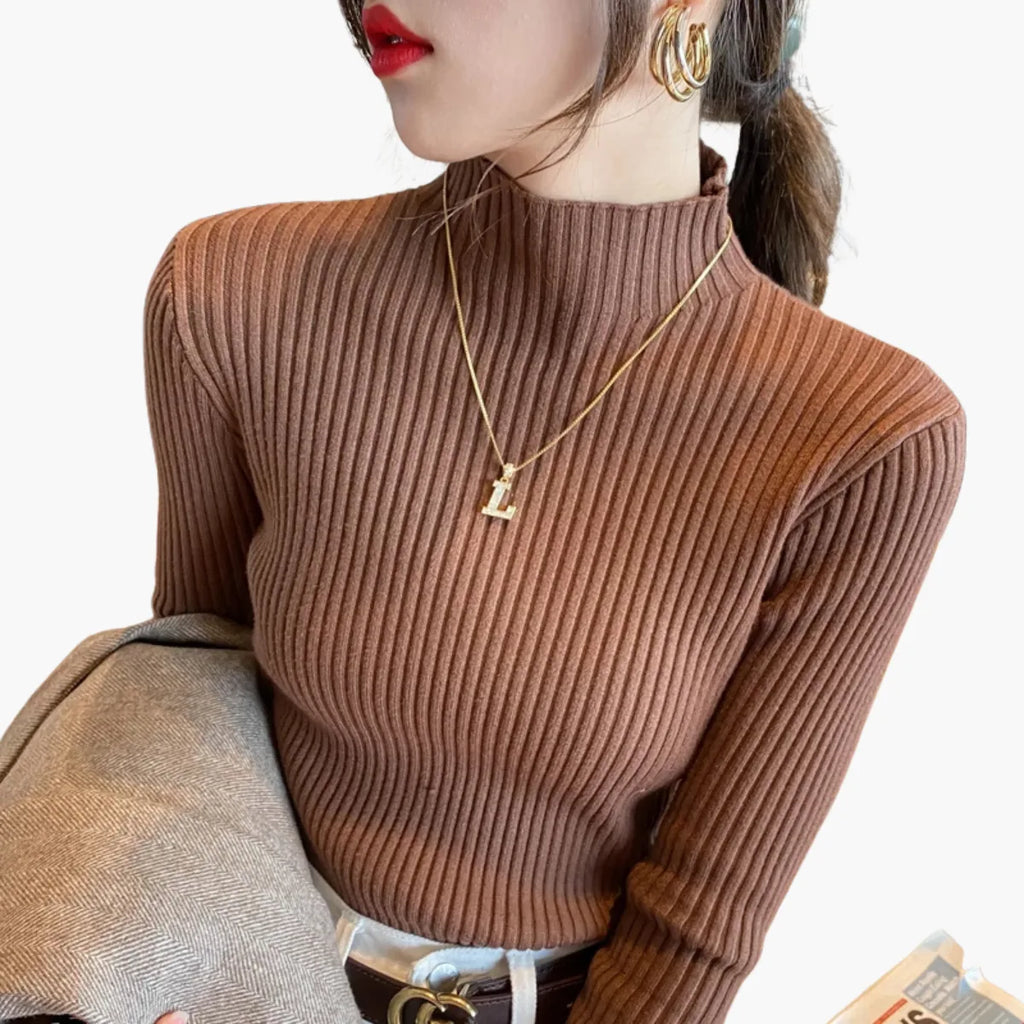 Winter Slim Knit Mock Neck Sweater