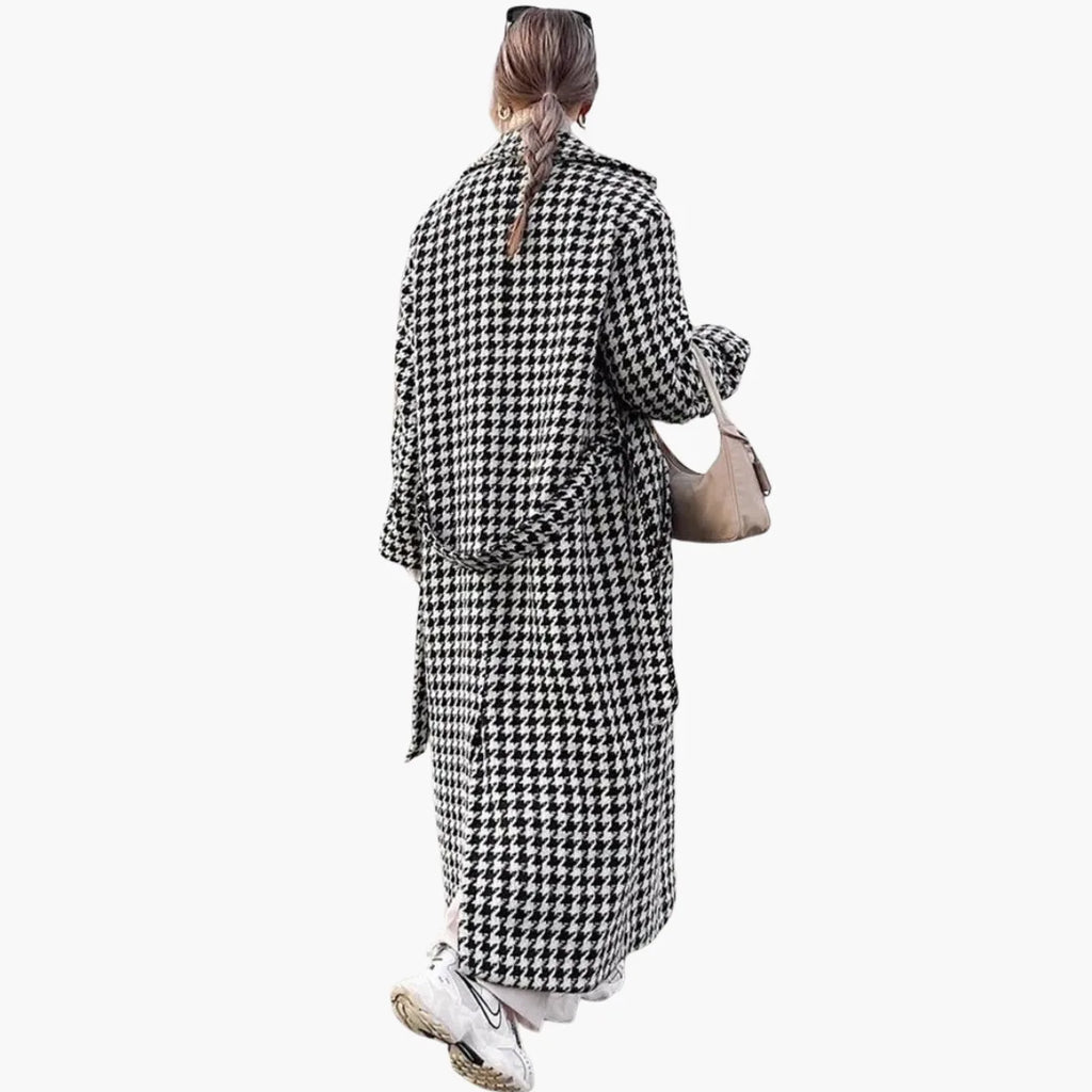 Houndstooth Double-Breasted Coat