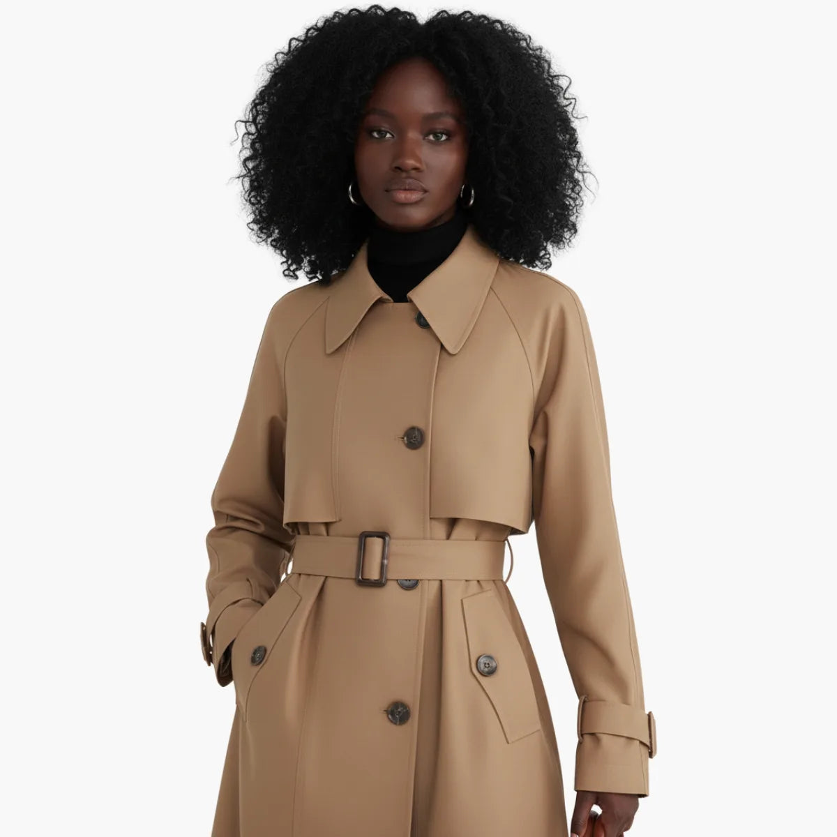 Elegant Double Breasted Trench Coat