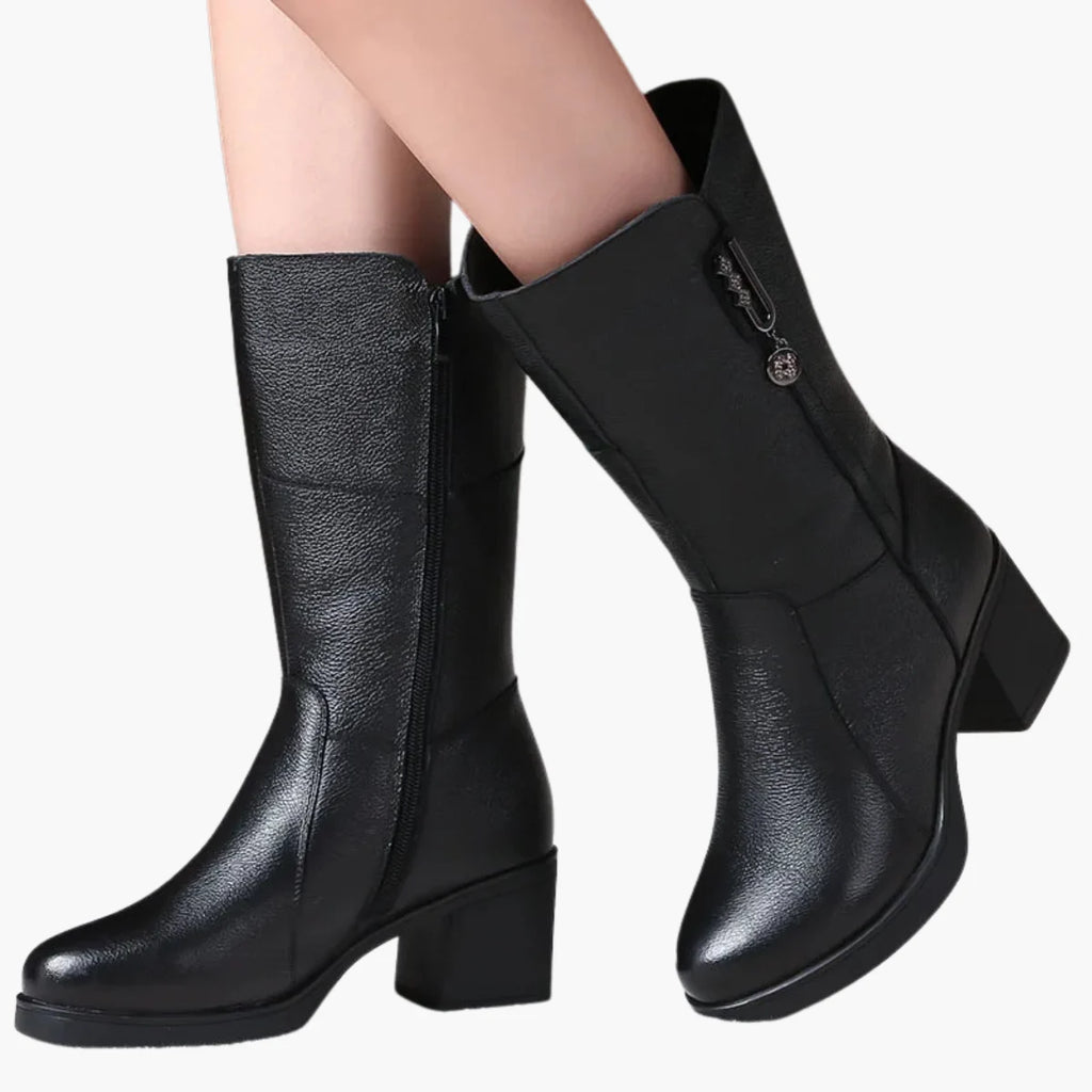Leather Mid-Calf Boots