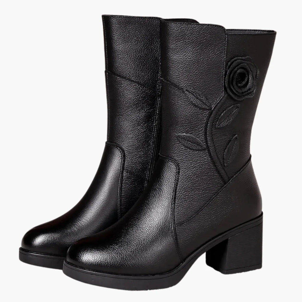 Genuine Leather Mid-Calf Boots