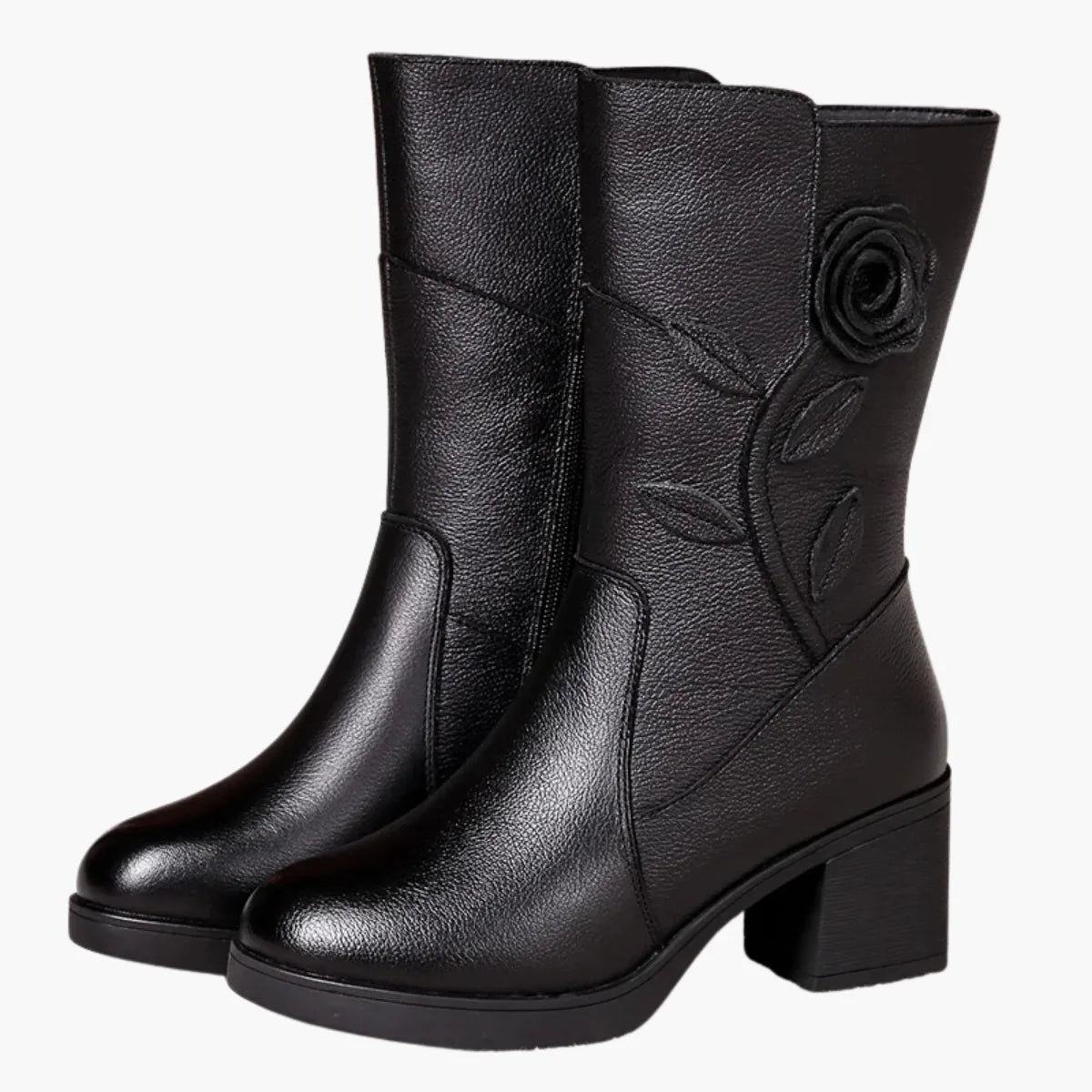 Genuine Leather Mid-Calf Boots