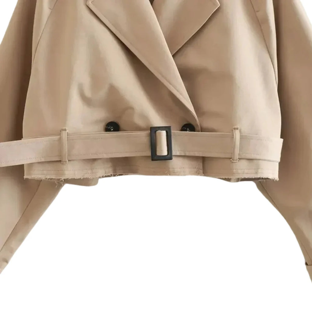 Cropped Belted Trench Jacket
