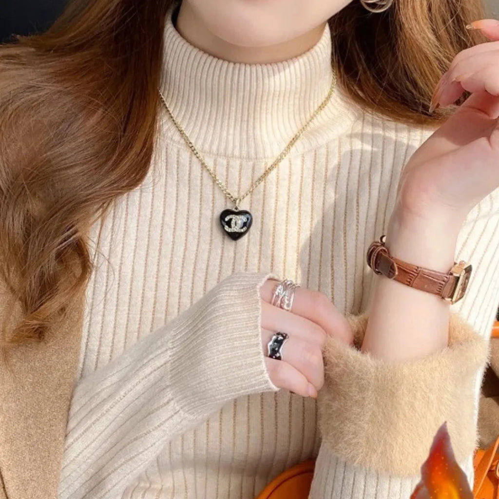 Retro Red Velvet-Lined Turtleneck Sweater