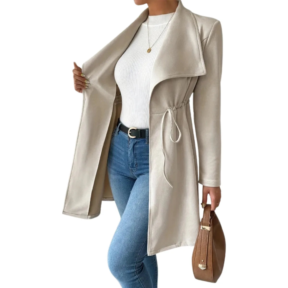 Belted Open Front Trench Coat