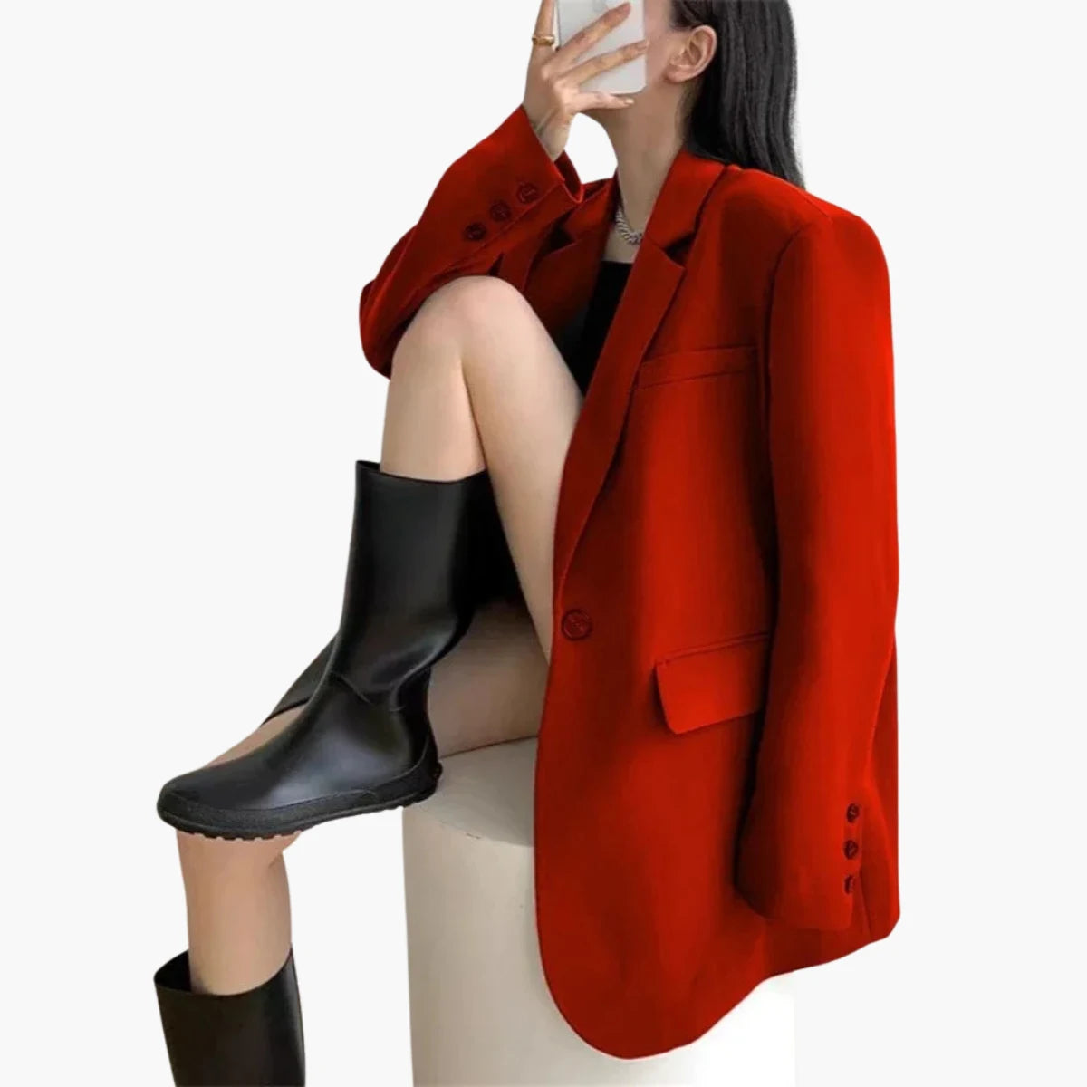 Single Button Loose Blazer