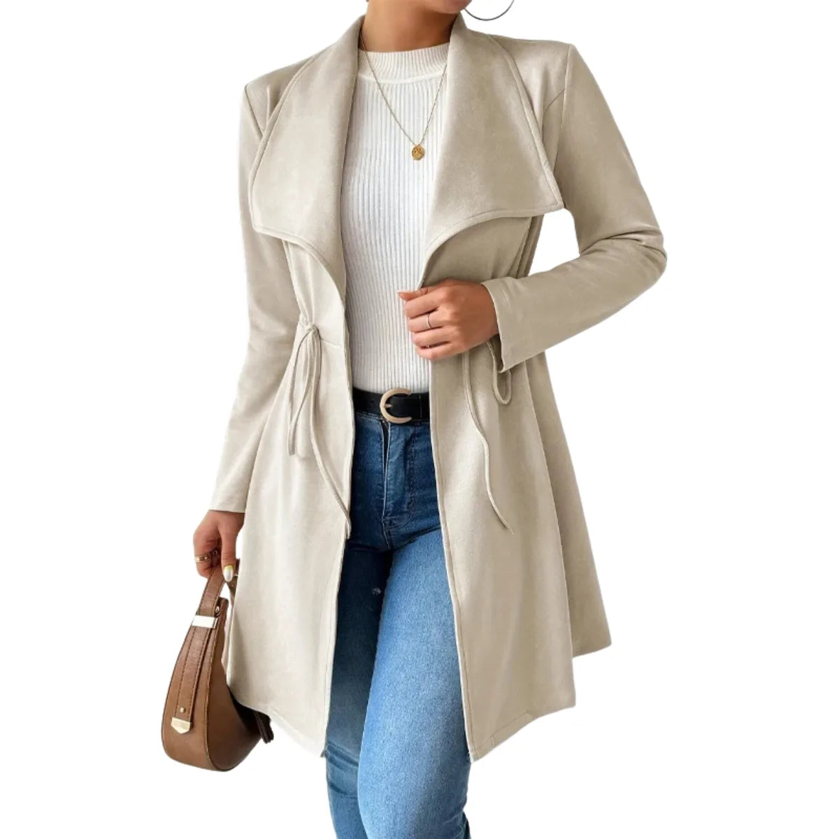 Belted Open Front Trench Coat