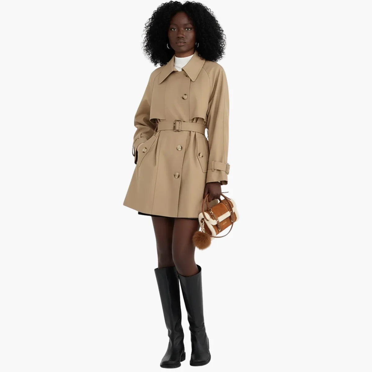 Elegant Double Breasted Trench Coat