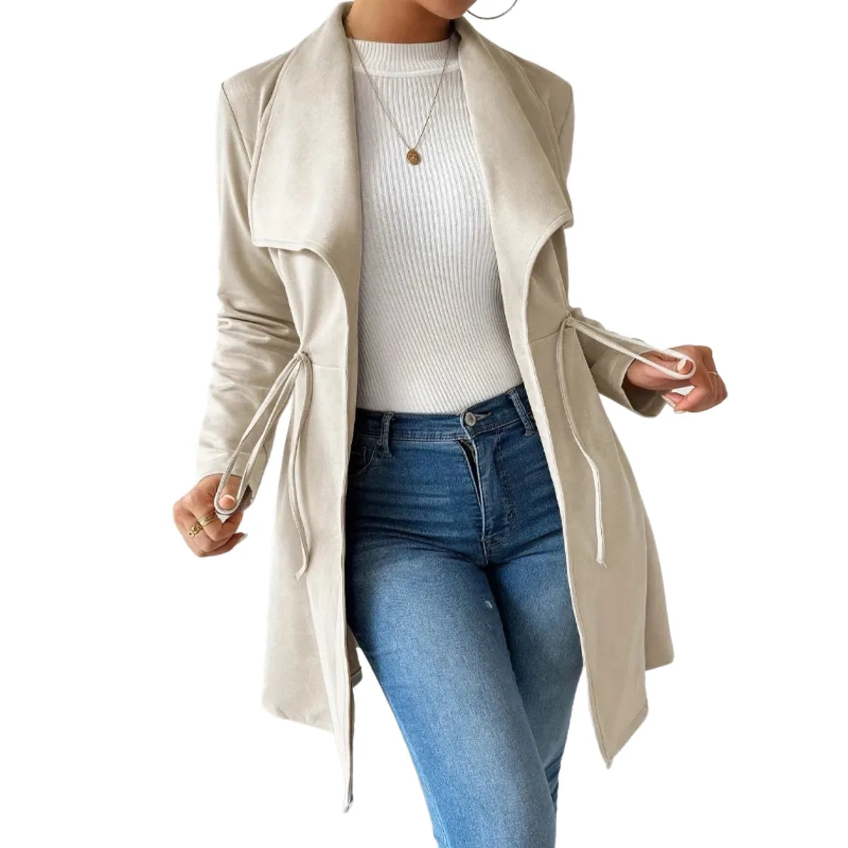 Belted Open Front Trench Coat