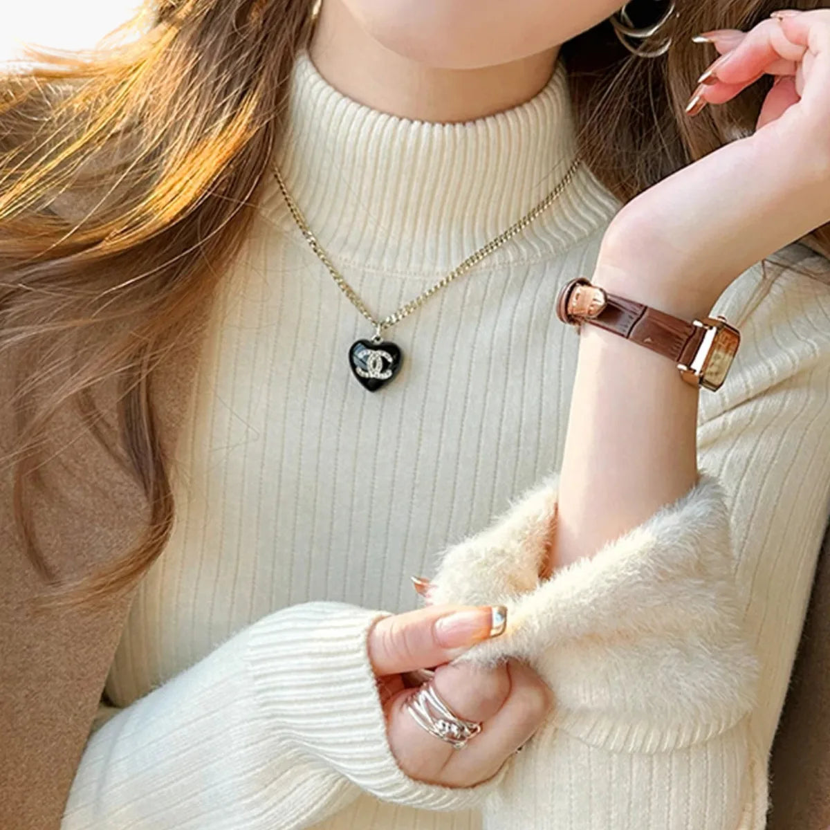 Retro Red Velvet-Lined Turtleneck Sweater