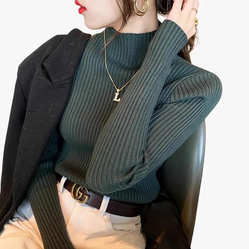 Winter Slim Knit Mock Neck Sweater