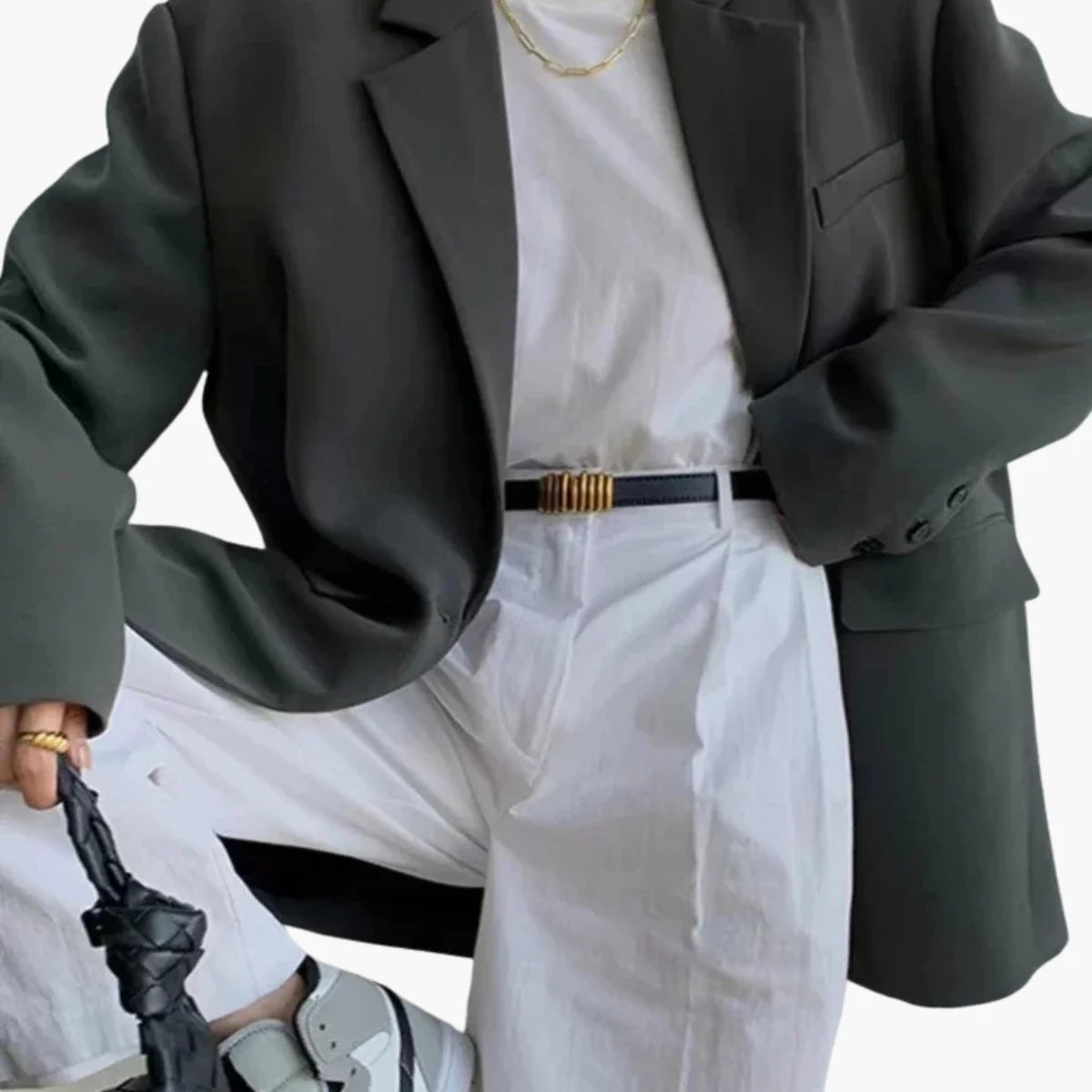 Single Button Loose Blazer