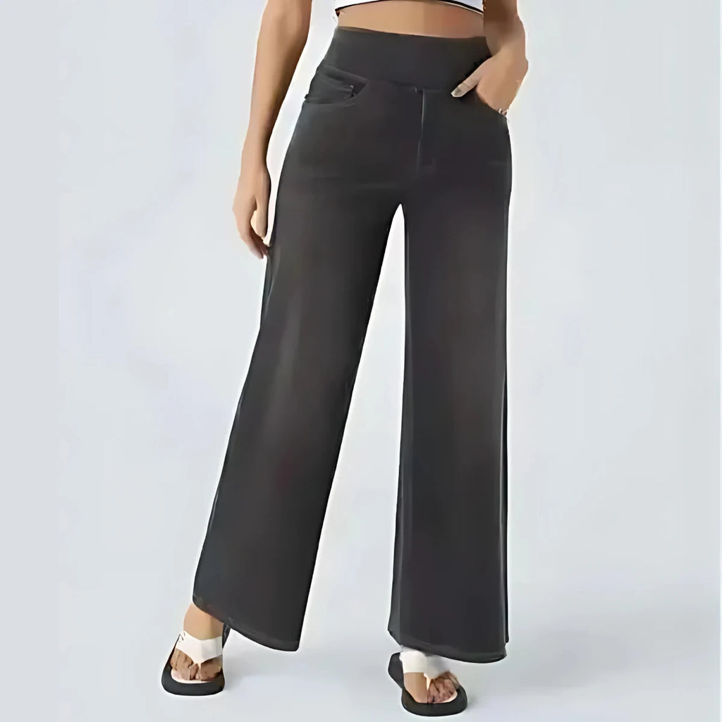 Washed High Waist Straight-Leg Jeans