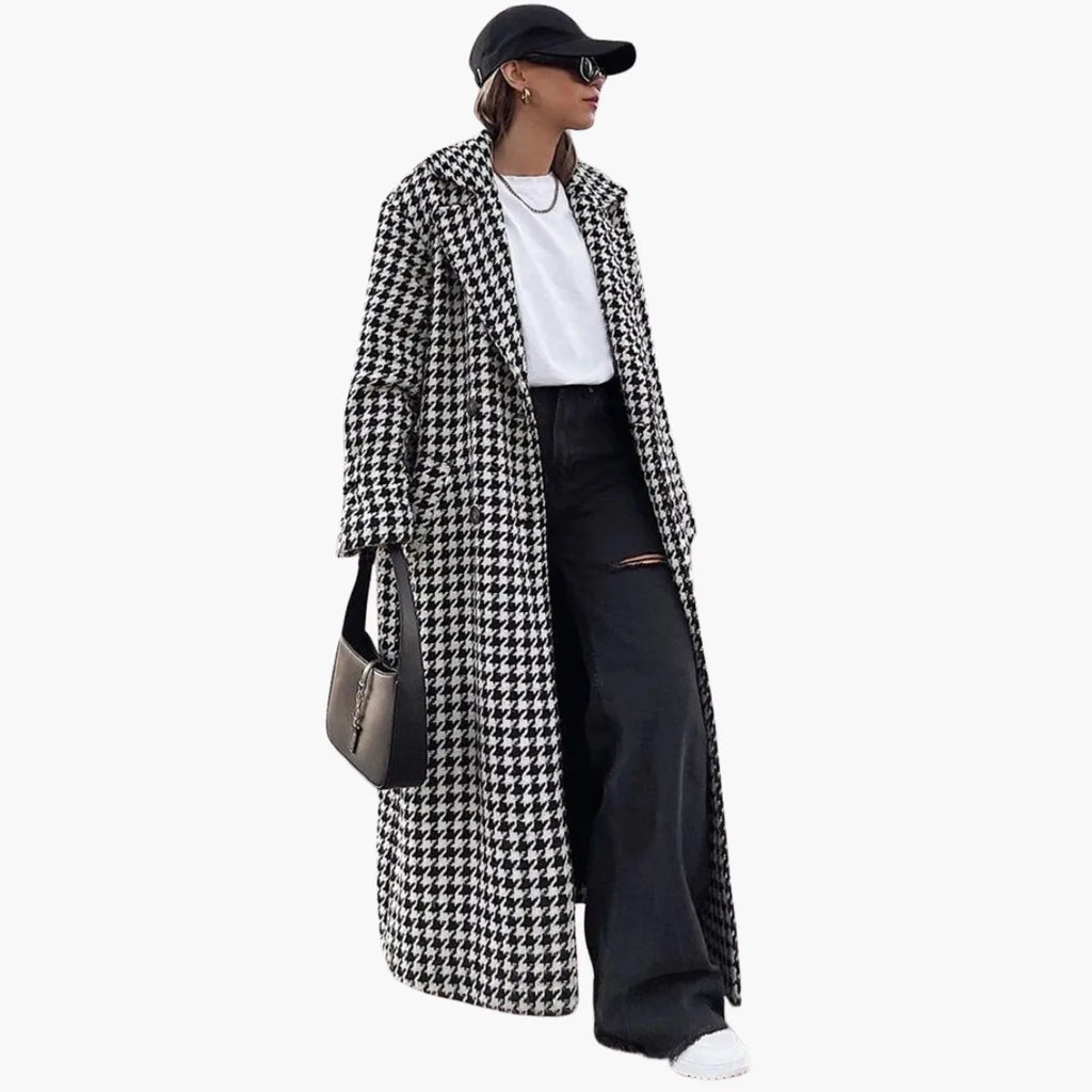 Houndstooth Double-Breasted Coat