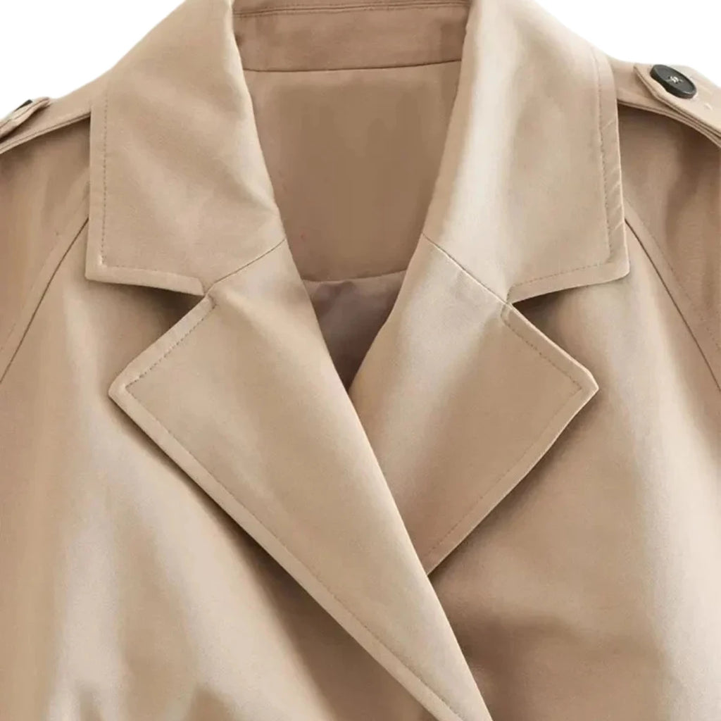 Cropped Belted Trench Jacket