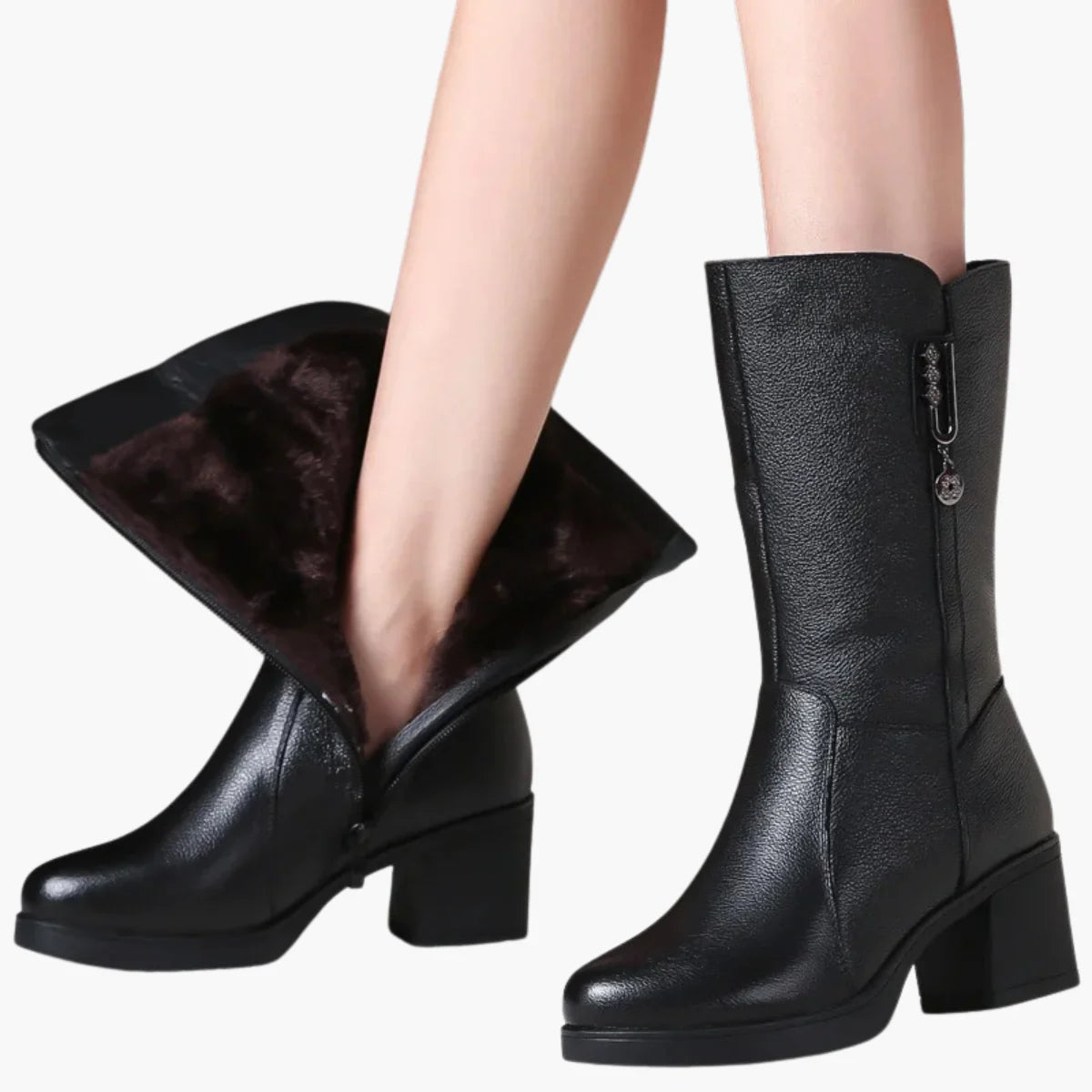 Leather Mid-Calf Boots